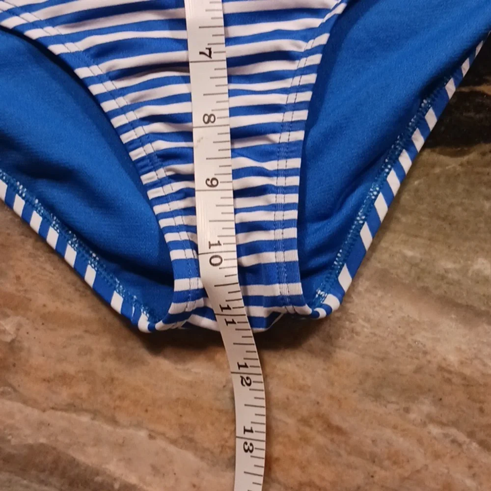 Nike sport mesh high-waist bikini bottom - Small - battle blue/white